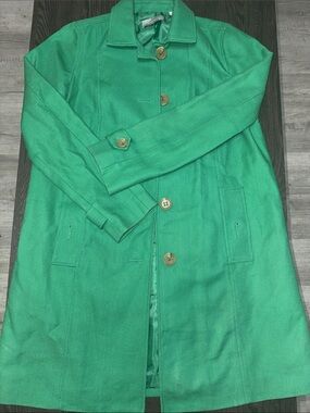 Liz Claiborne Vibrant Green Single-Breasted Trench Coat